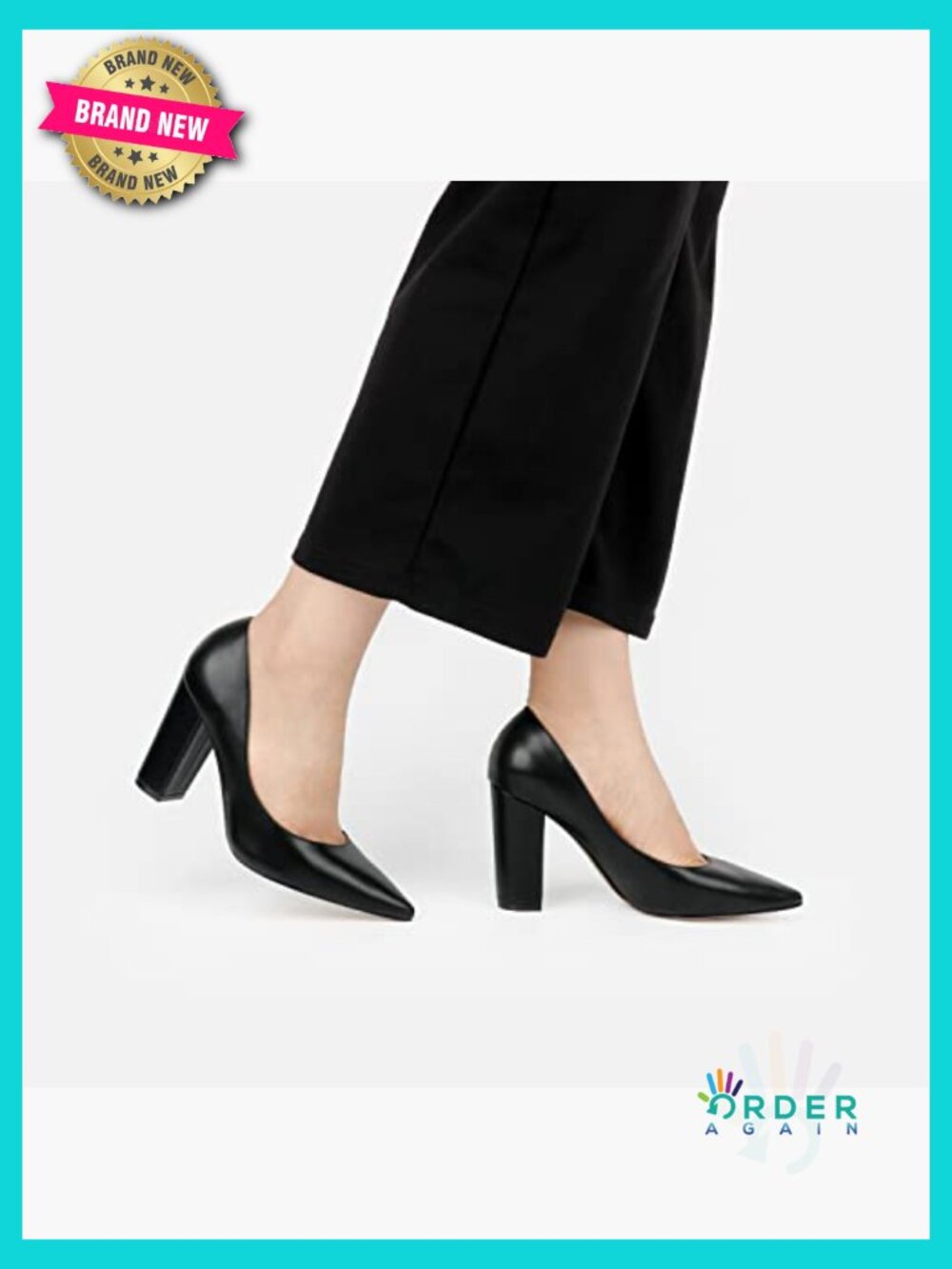 Chunky Heels Pointed Toe High Block Heel Dress Work Pumps Classic Chic - Picture 2 of 7